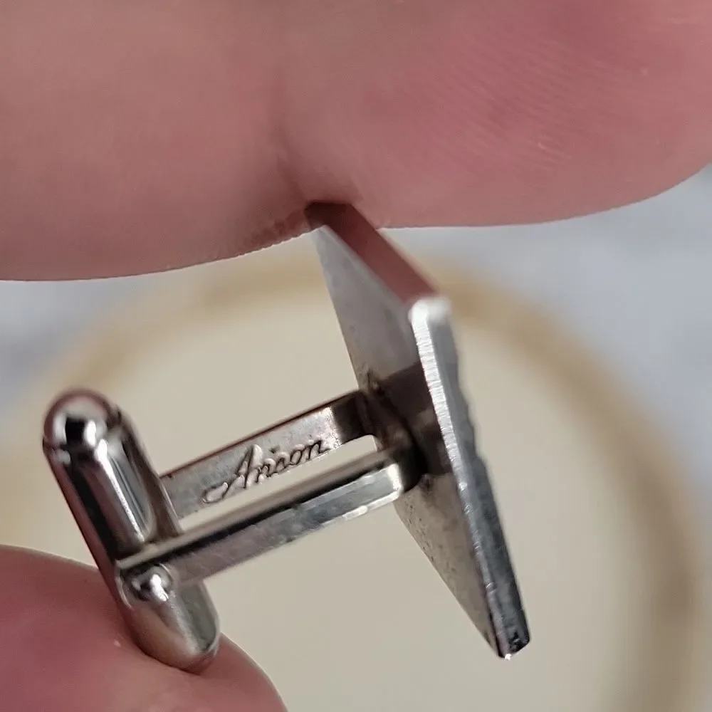ARSON Vintage Cuff Links Silver toned Rectangle